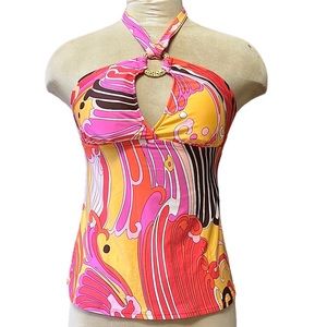 Trina Turk Tankini Top Bikini Swimsuit Swim Halter 6 S Small